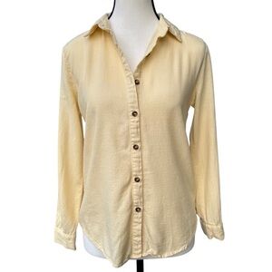 Mi Ami Light Butter Yellow Linen Blend Button Down Shirt - Size XS Coastal